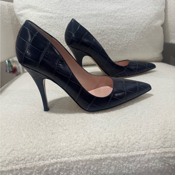 Kate Spade Blue Croc-Embossed Heels - Picture 2 of 8